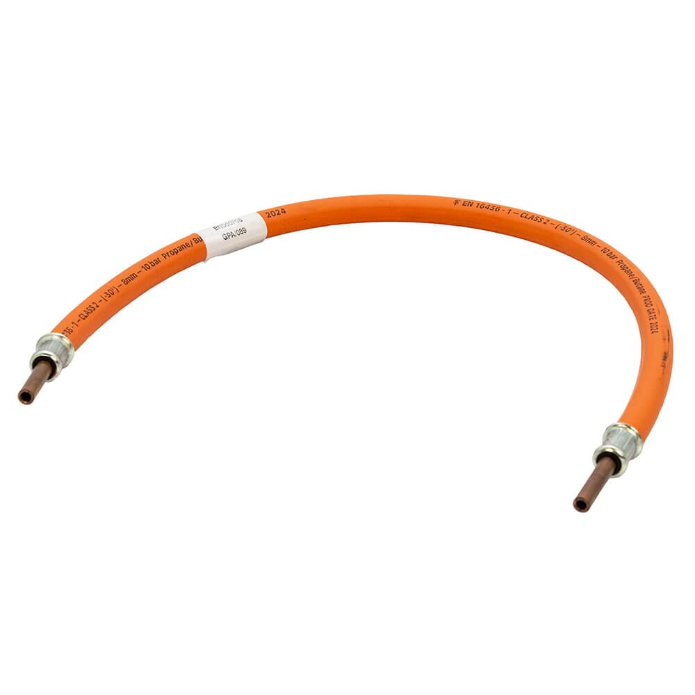 LPG High Pressure Gas Hose - 8mm Copper Standpipe x 24", GPA/089, Secure Copper Standpipe End for LPG Hose