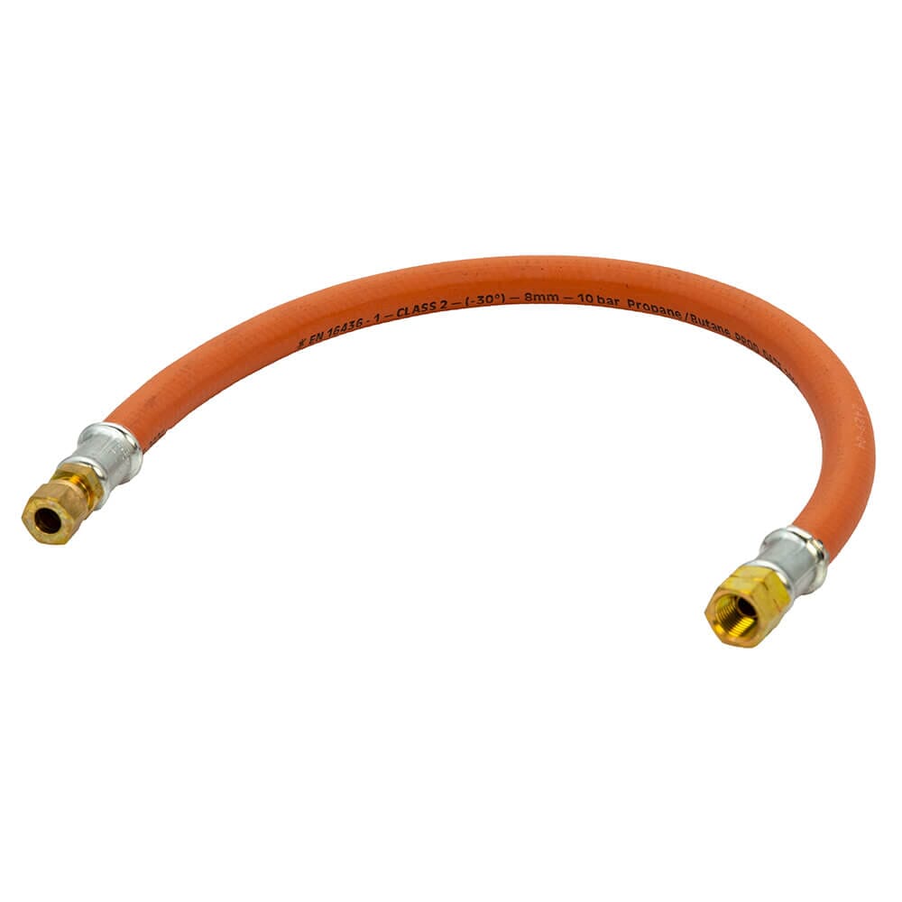 LPG High Pressure Gas Hose - 8mm Comp x 1/4" LH Bsp FM - 450mm, GPA/450/COMP