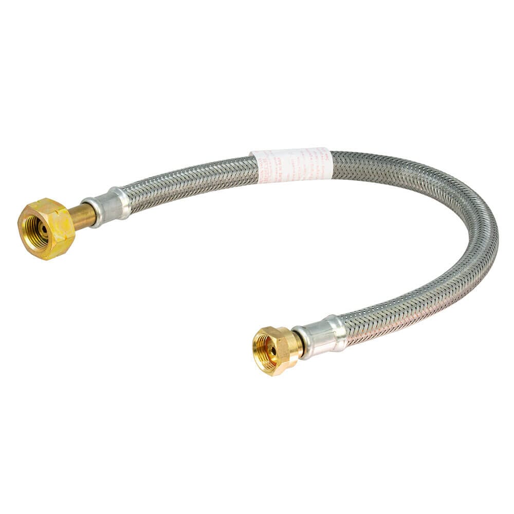 20" Galvanised Overbraid Butane/Propane Gas Pigtail - NR Butane Nut x W20