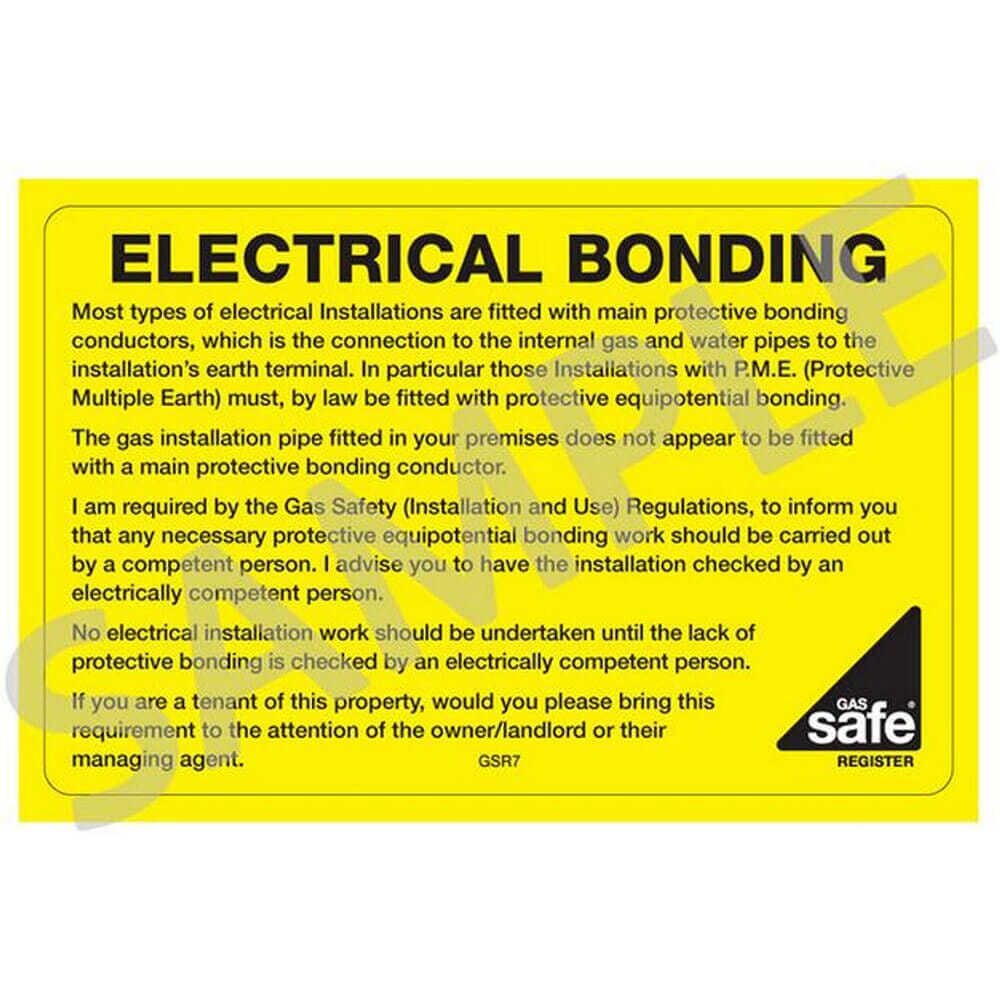 Gas Safe® Electrical Bonding Labels, GSR7