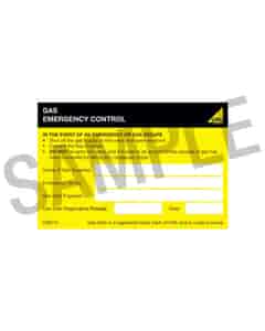 Gas Emergency Control Labels GSR14 (Pack of 10), GSR-014