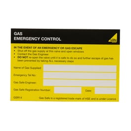 Gas Stop Label Gas Safe® Gas Emergency Control Labels - Pack of 10 | Gas Report Pads ...