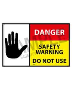 Gas Safe "DANGER Safety Warning, Do Not Use" Self-Adhesive Labels