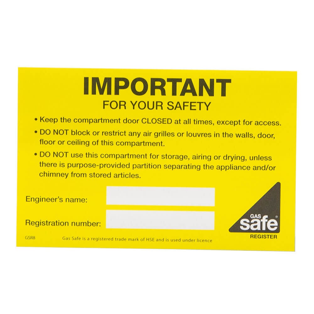 Gas Safe® Compartment Ventilation Labels, GSR8