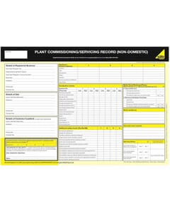 Gas Safe Plant Commissioning/Servicing Record Non Domestic Pad
