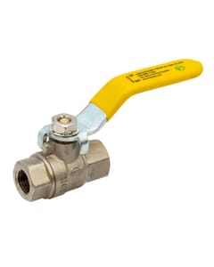 Tesla 1/4" BSP Full Bore Gas Ball Valve – Yellow Lever Handle, HA194