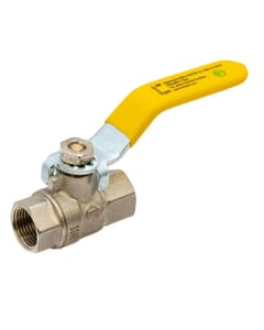 Tesla 3/8" BSP Full Bore Gas Ball Valve – Yellow Lever Handle, HA195