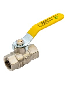 Tesla 1/2" BSP Full Bore Gas Ball Valve – Yellow Lever Handle, HA196