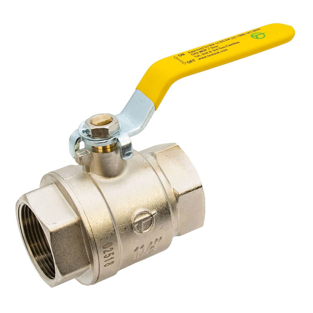 Tesla 1.1/2" BSP Full Bore Gas Ball Valve – Yellow Lever Handle , HA200