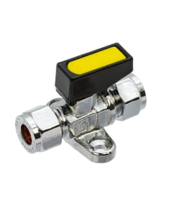 Mini Gas Ball Valve - 8mm Compression with Foot Plate, HA216