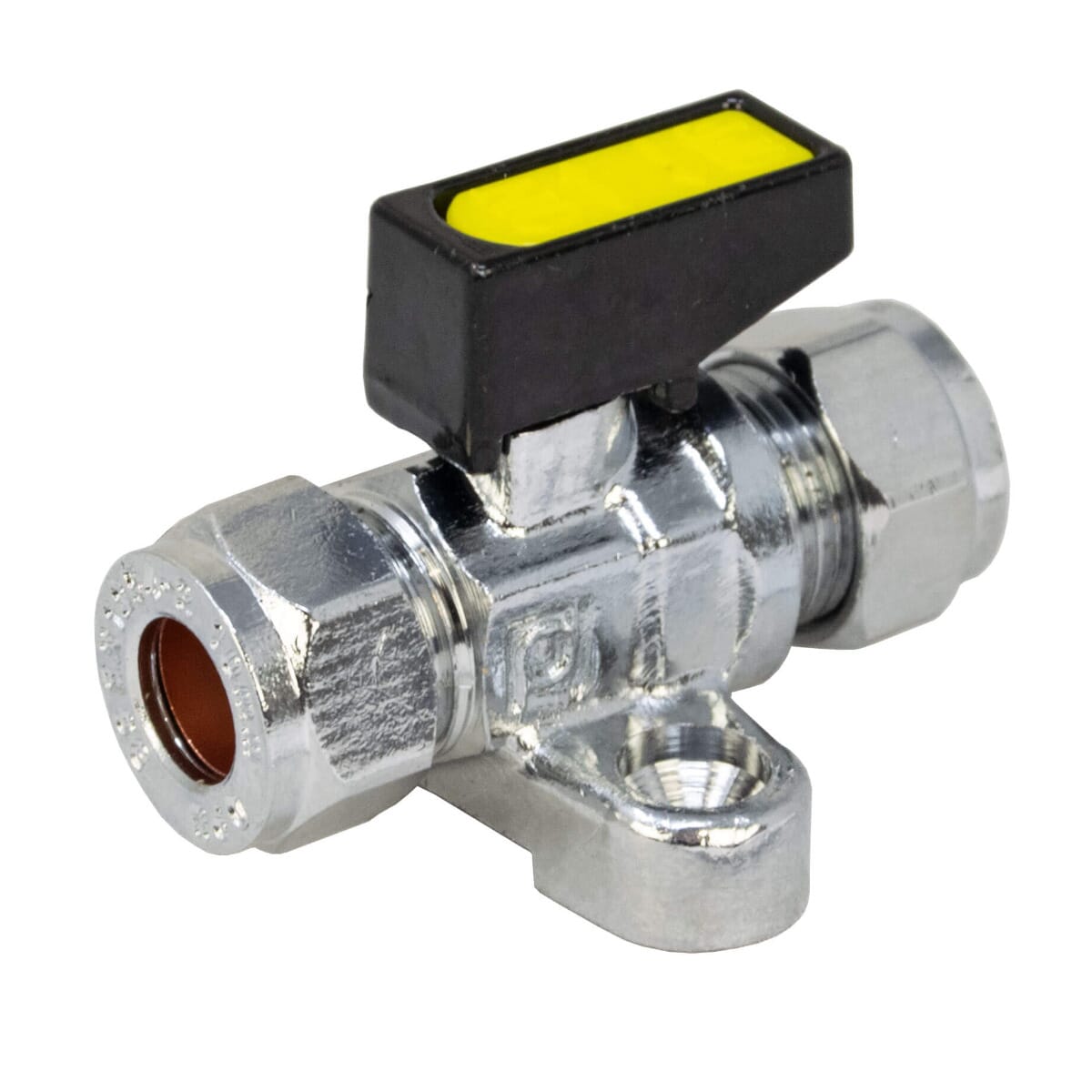 Mini Gas Ball Valve 10mm Compression with Foot Plate