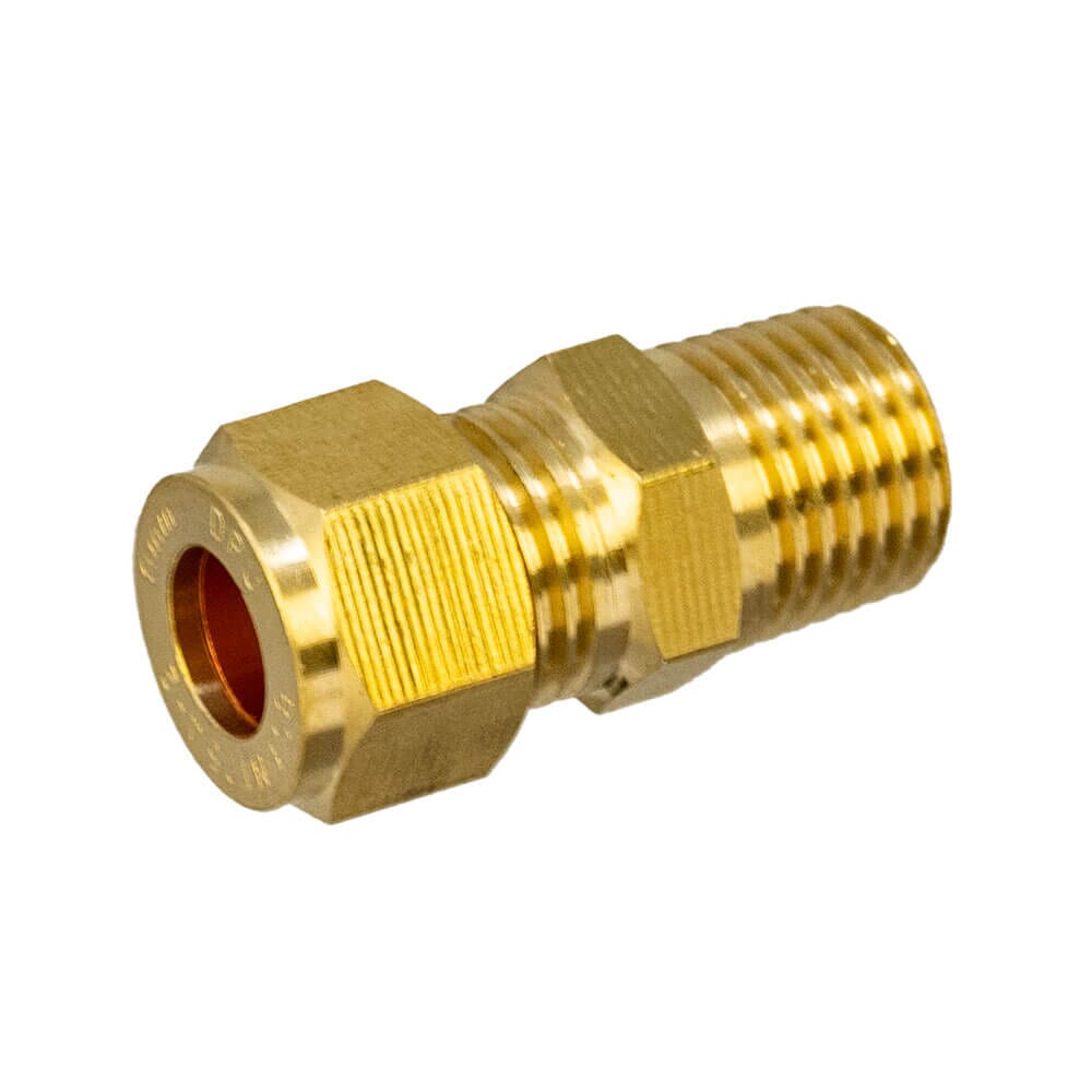 Brass Compression Male Adapter – 8mm x 1/4" BSPT Coupler
