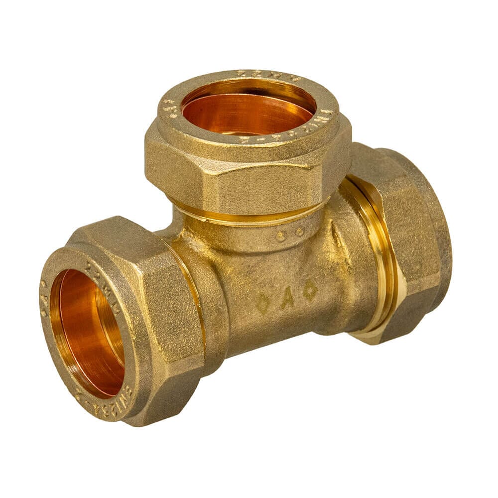Brass Compression Equal Tee - 22mm, HA272