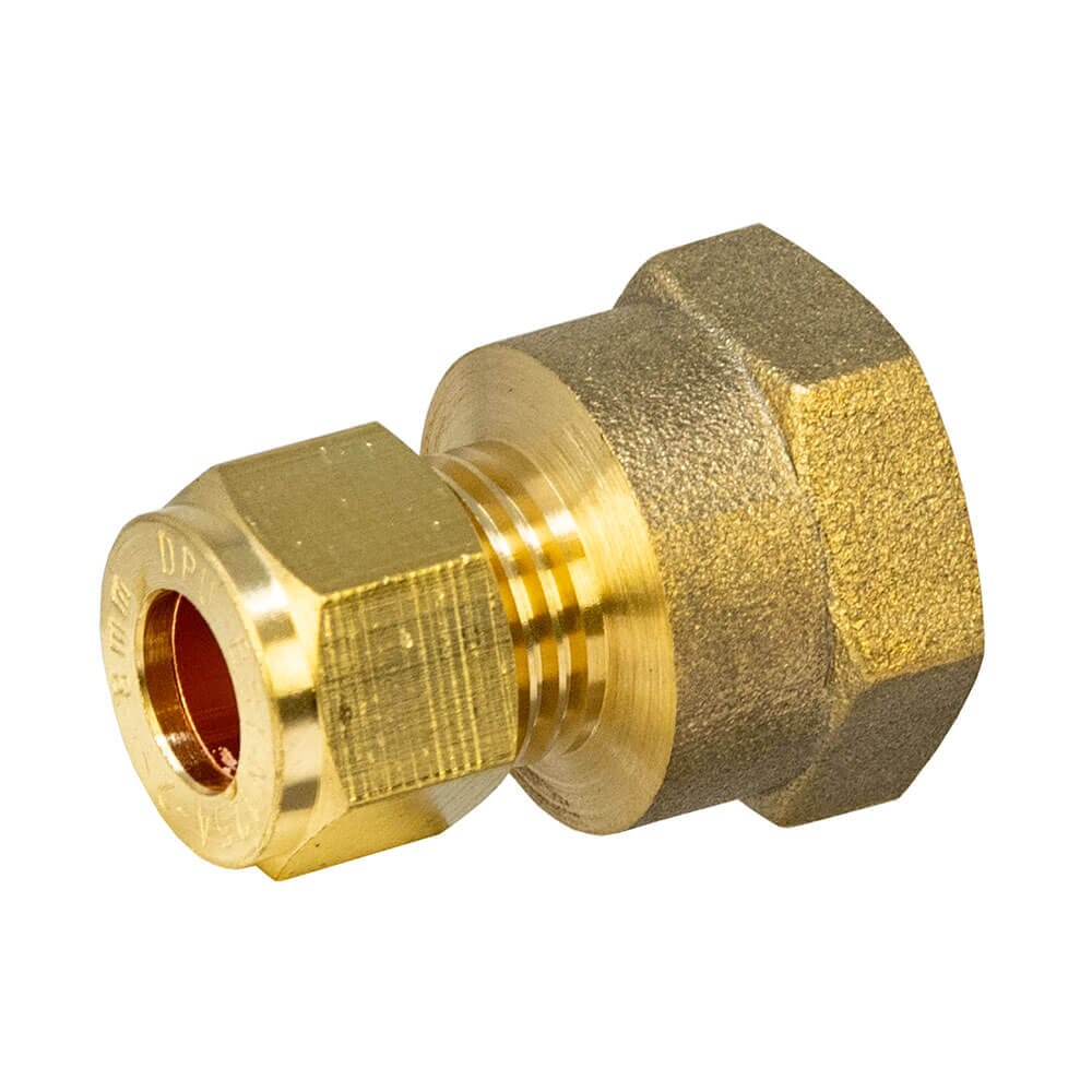 Brass Compression Female Adapter – 8mm x 3/8" BSP Coupler