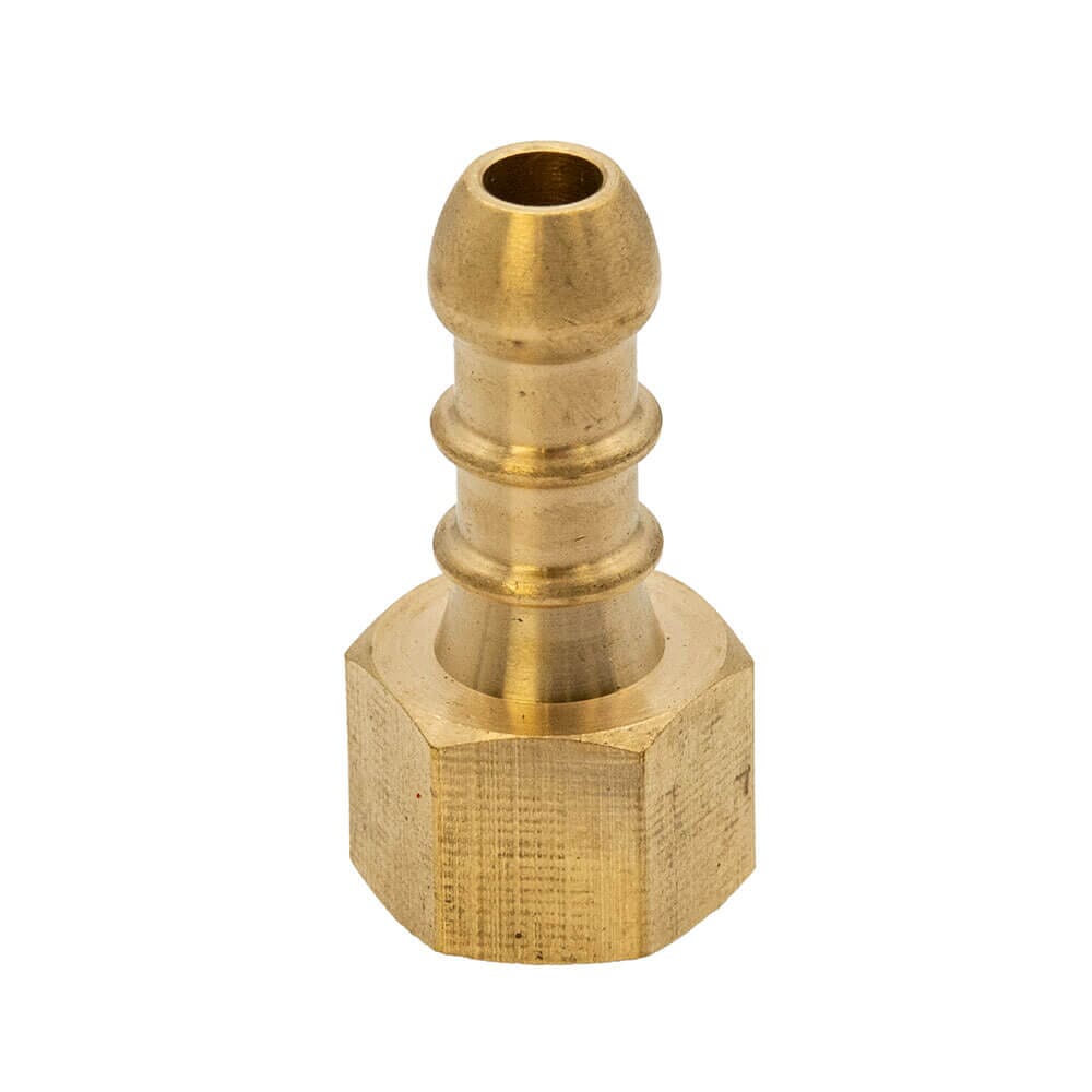 Fulham Gas Hose Nozzle x 1/4" BSP FM x 10mm, HA306 - Fulham 1/4" BSP Female x 8mm gas nozzle. Brass, BS EN 16129 compliant. Leak-free connection for LPG & NG systems.