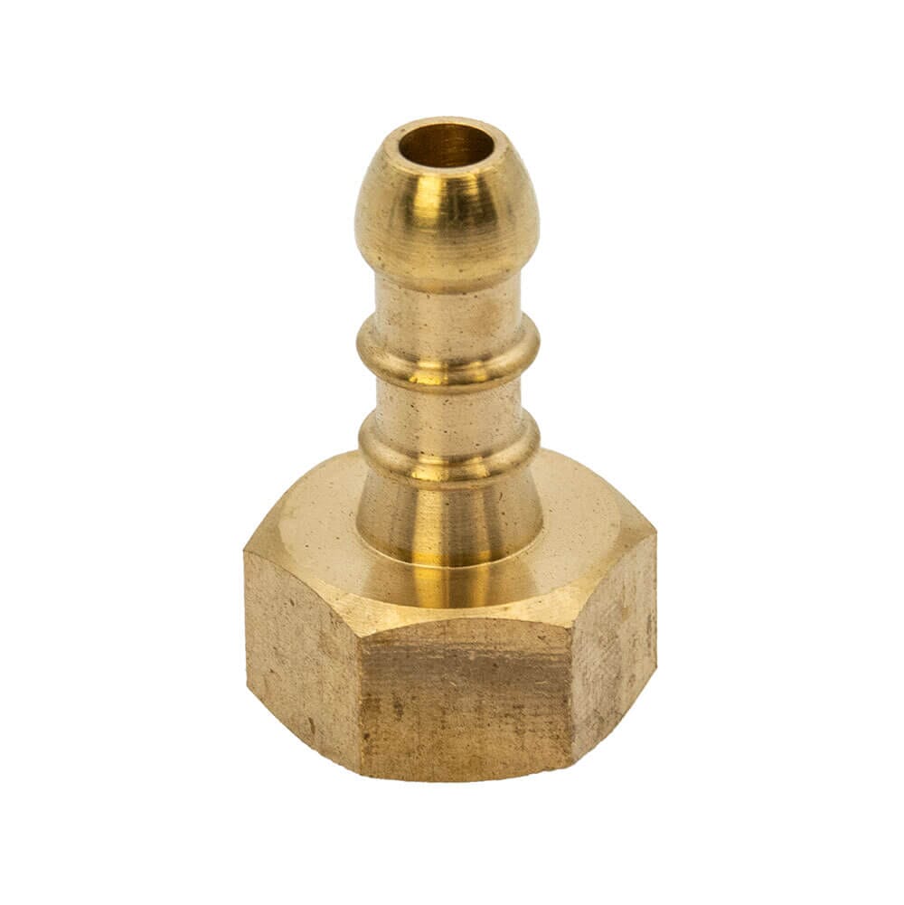 Fulham Gas Hose Nozzle x 3/8" BSP FM x 10mm, HA307 - Fulham 3/8" BSP Female x 8mm gas nozzle. Brass, BS EN 16129 compliant. Leak-free connection for LPG & NG systems.