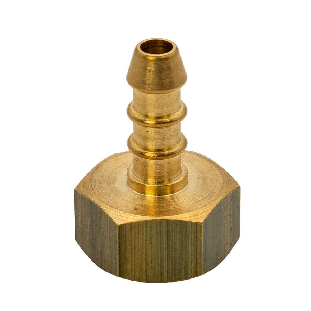 Fulham Gas Hose Nozzle x 1/2" BSP FM x 10mm, HA308 - Fulham 1/4" BSP Female x 8mm gas nozzle. Brass, BS EN 16129 compliant. Leak-free connection for LPG & NG systems.