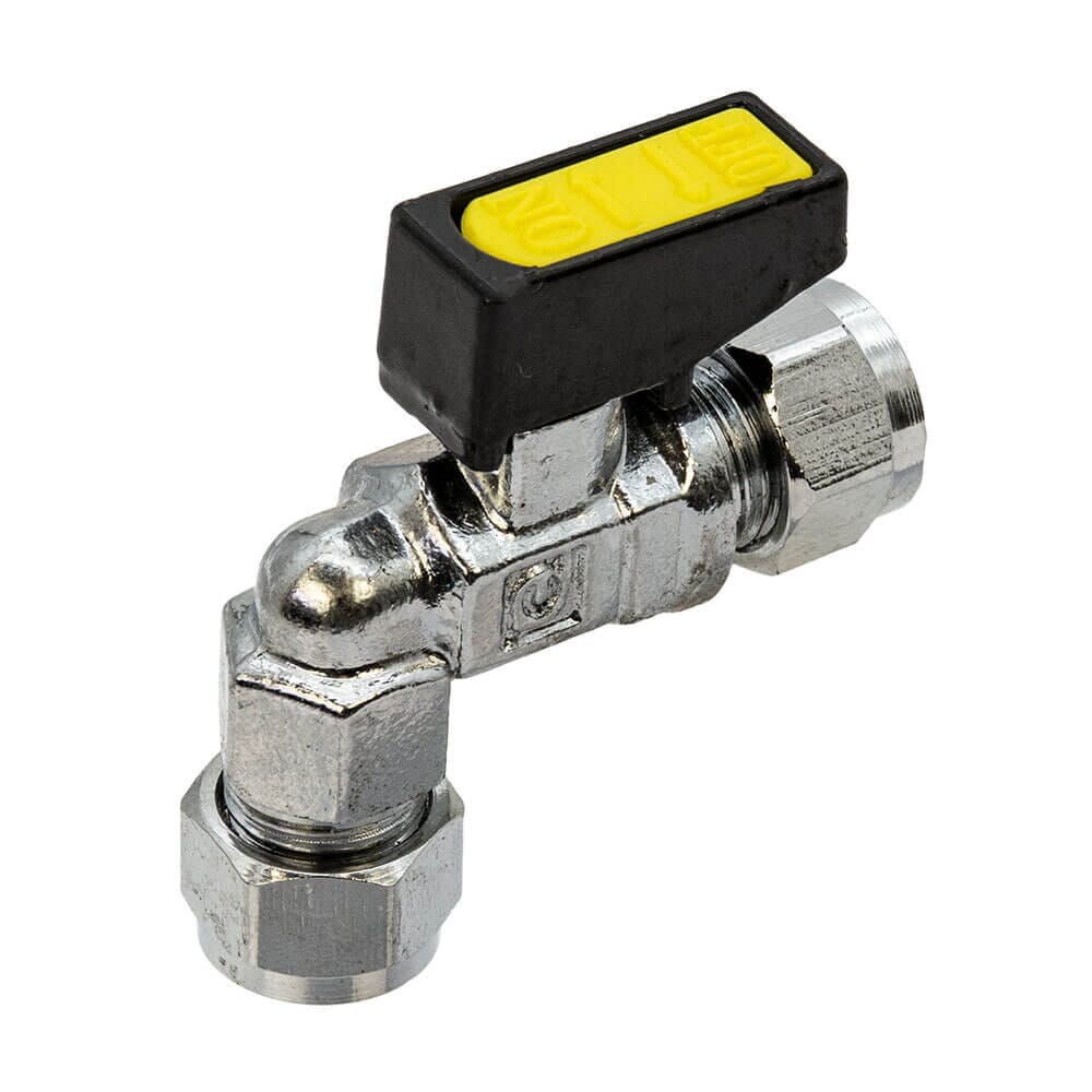 Mini Elbow Gas Ball Valve - 8mm Compression, HA3100