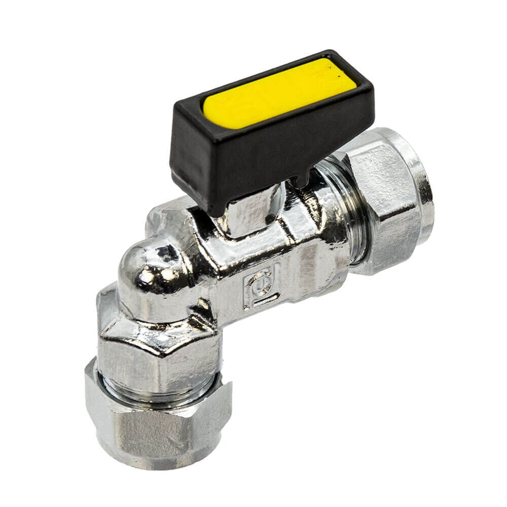 Mini Elbow Gas Ball Valve - 10mm Compression, HA3105