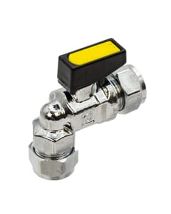 Mini Elbow Gas Ball Valve - 10mm Compression, HA3105