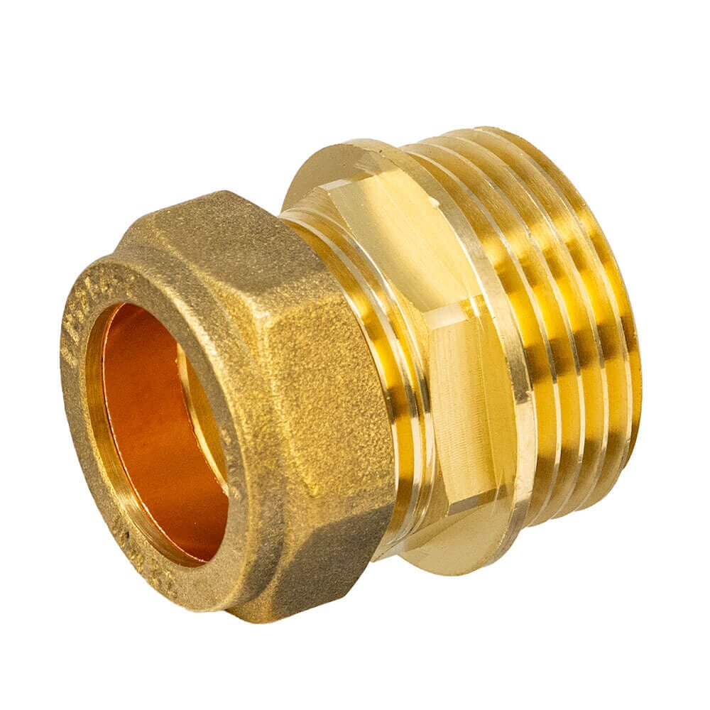 Brass Compression Male Adapter – 22mm x 1" BSP Coupler, HA5048