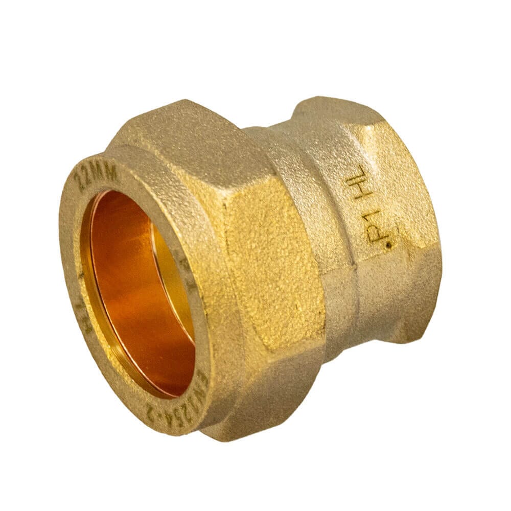 Brass Compression Female Adapter – 22mm x 1/2" BSP Coupler, HA5051