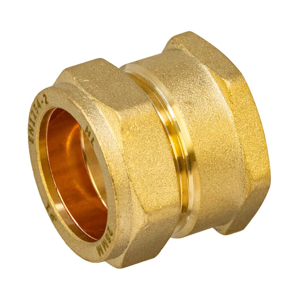Brass Compression Female Adapter – 28mm x 1" BSP Coupler, HA5054