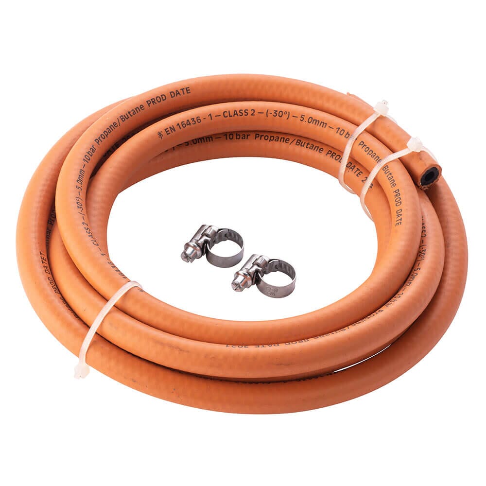 5mm x 3m of Orange High Pressure Gas Hose and Jubilee Clips , HA7000 