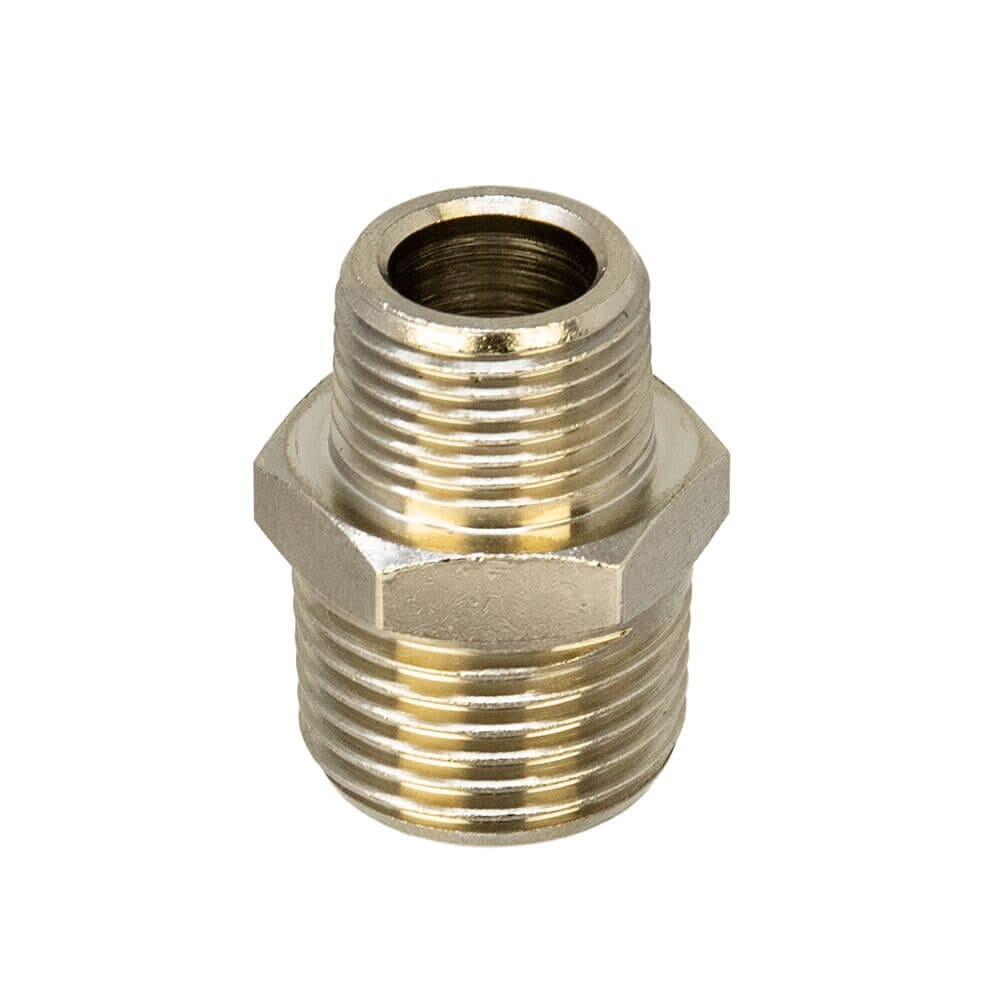 Nickel Plated Brass Hexagon Reducing Nipple - 1/2" x 3/8" BSP T, HA862