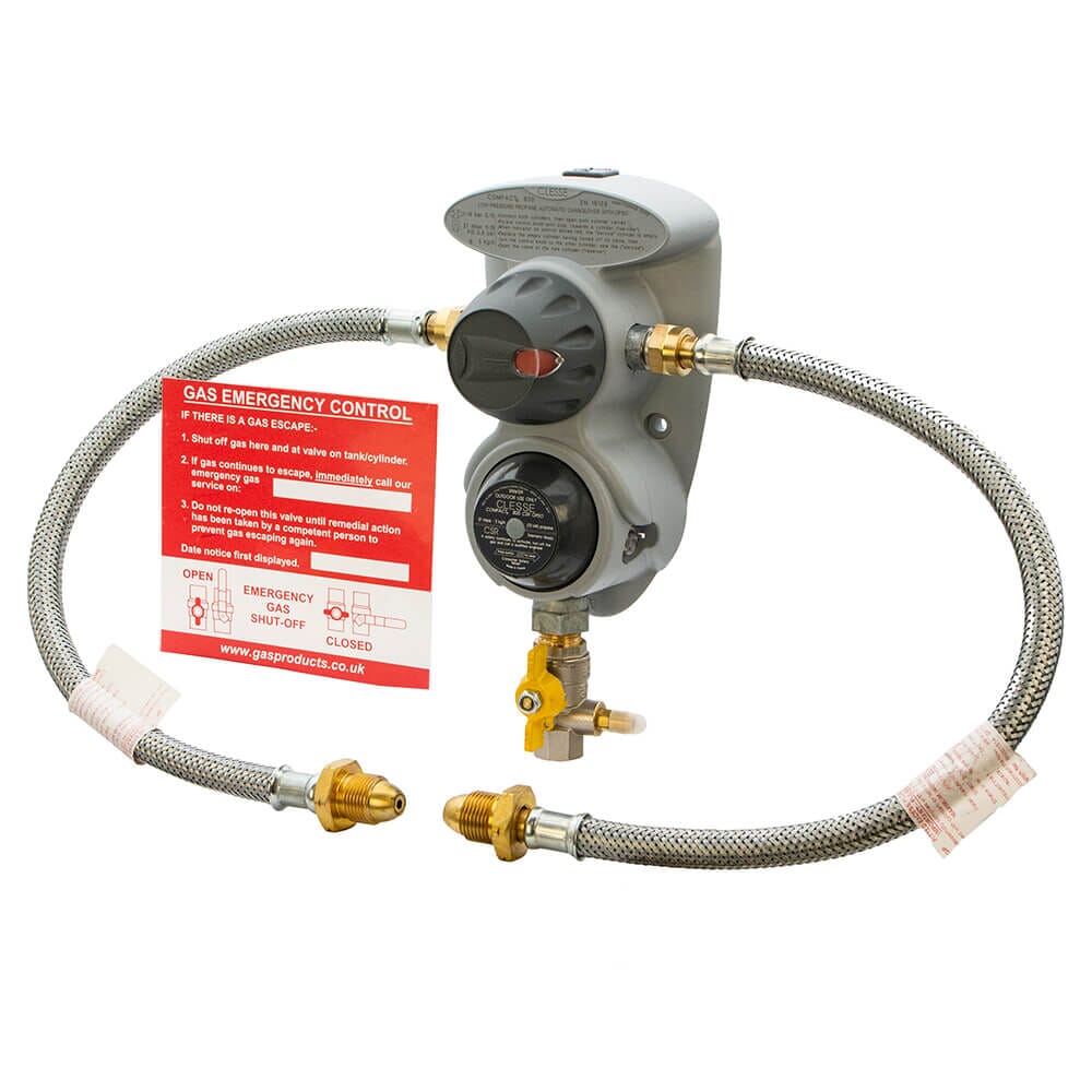 Clesse Auto Changeover LPG Regulator with Galv. Pigtails & OPSO - POL, HA9602ARM