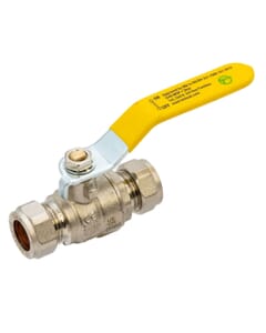 Tesla 15mm Gas Ball Valve Full Bore Compression – Yellow Lever, HA9620