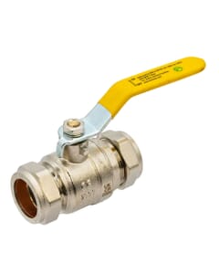 Tesla 28mm Gas Ball Valve Full Bore Compression – Yellow Lever, HA9622