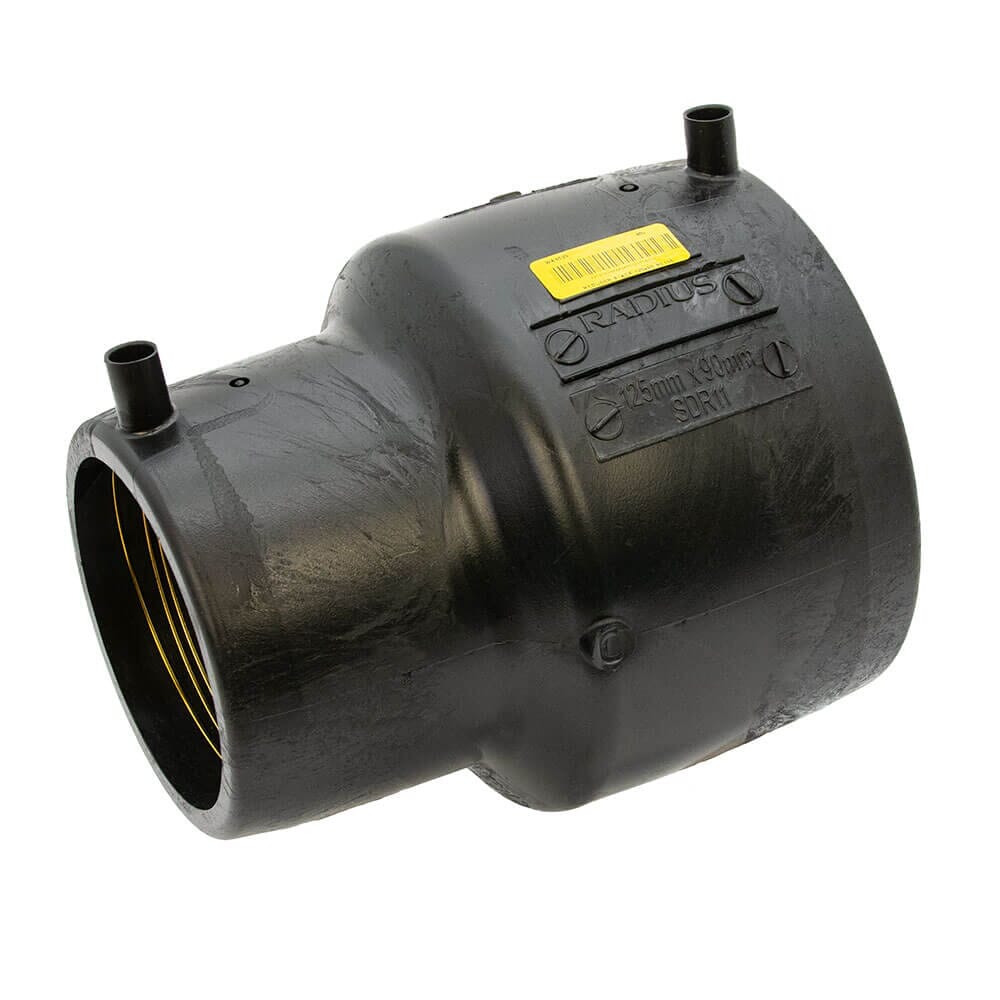 Universal MDPE Electrofusion Reducing Coupler – 90mm x 125mm Black, HA9673