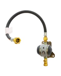 HGP LPG Single Cylinder Gas Regulator Kit with OPSO - Irish F-Valve, HGP996E. Complete Irish F-Valve propane regulator kit with OPSO safety shut-off and full installation accessories.