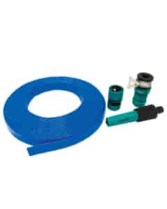 7.5m (25ft) ½" Blue Flat Food Grade Hose with Tap Connection & Spray Nozzle, HLST/13/7.5FIT