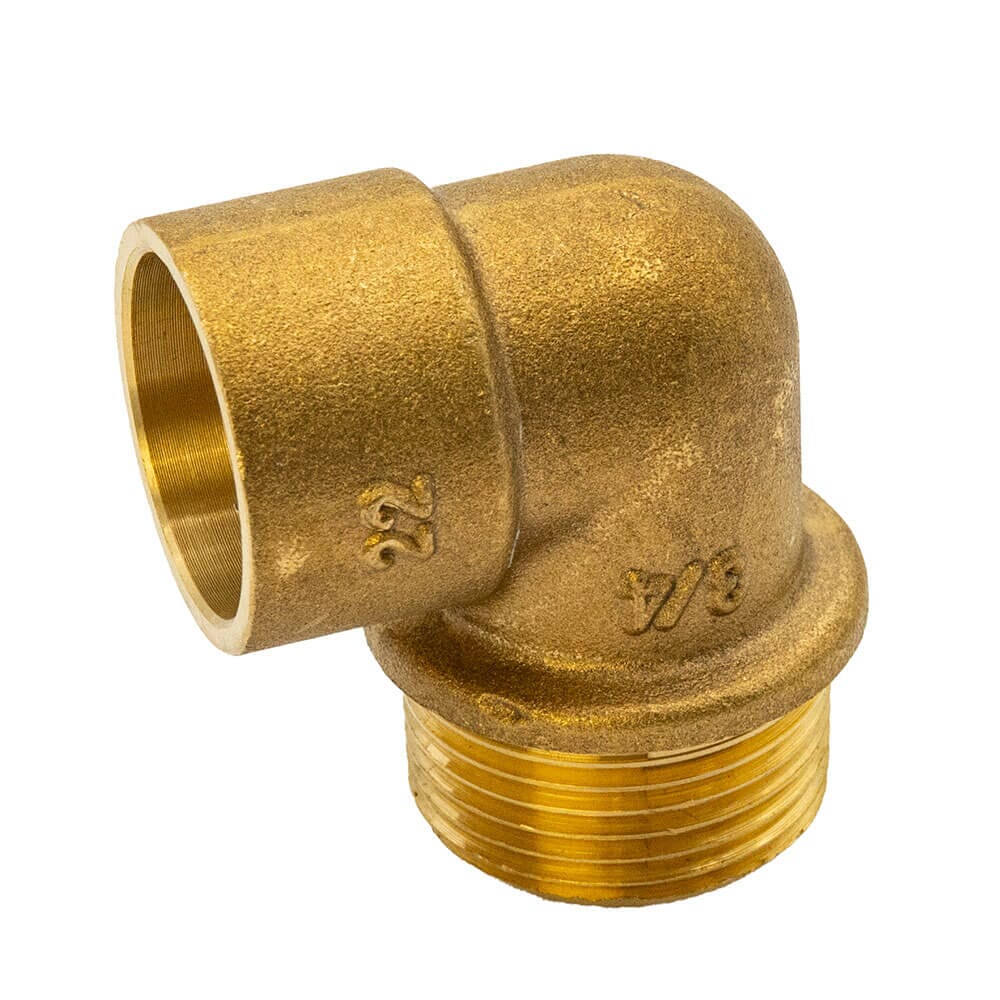 Brass Solder Ring Male Iron Elbow - 22mm x 3/4" BSP, MSR17220600