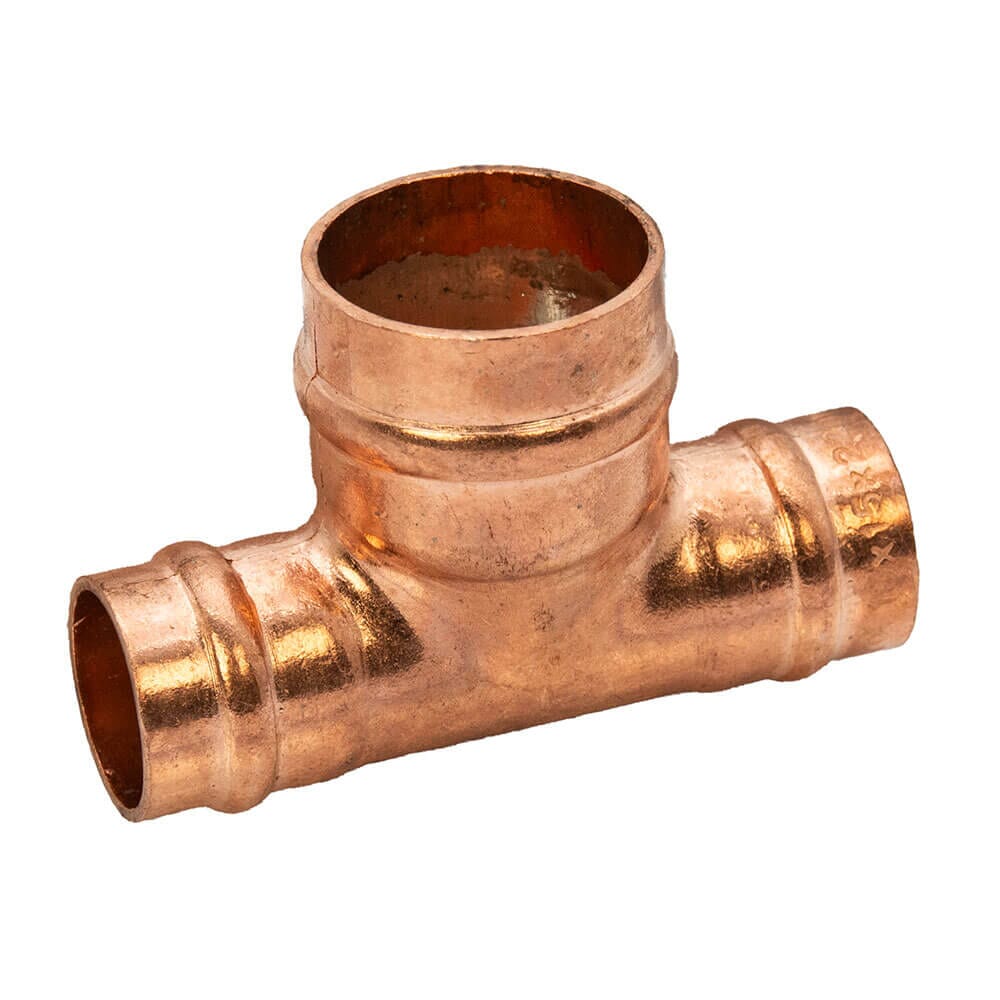 Copper Solder Ring Reduced Both Ends Tee - 15mm x 15mm x 22mm, MSR20151522
