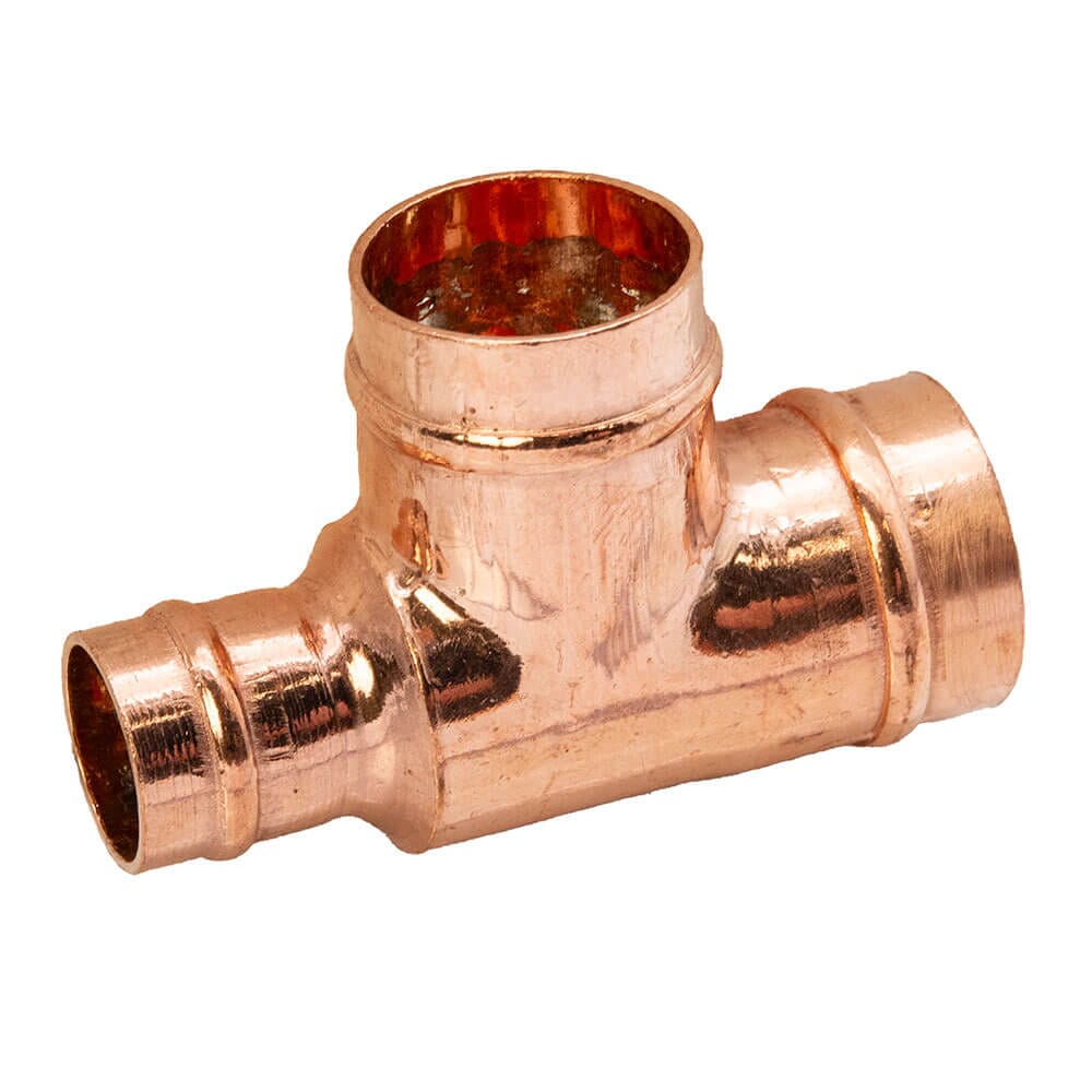 Copper Solder Ring Tee Reduced End - 22mm x 15mm x 22mm, MSR20221522