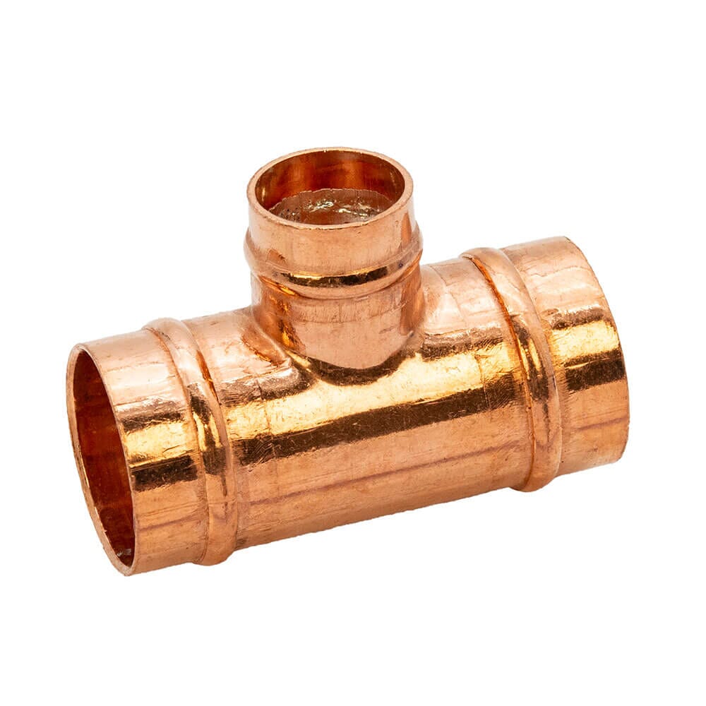 Copper Solder Ring Reduced Branch Tee - 22mm x 22mm x 15mm, MSR20222215