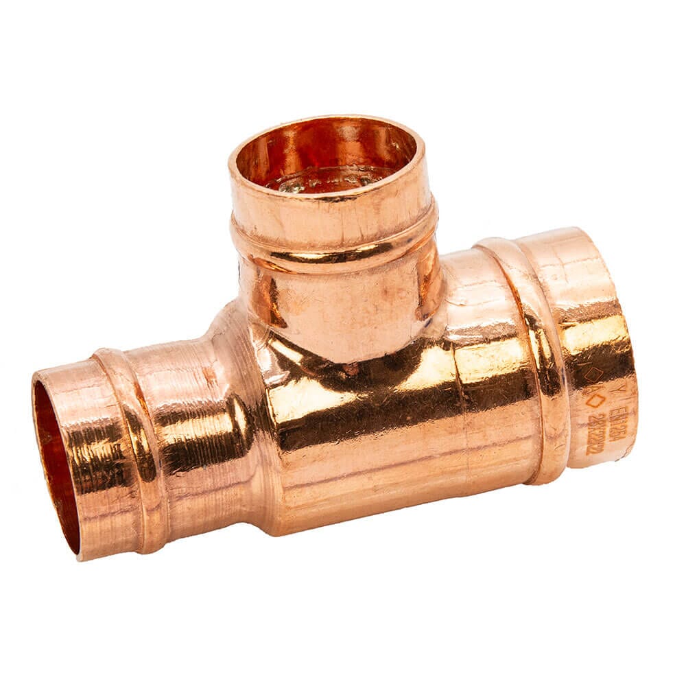 Copper Solder Ring Reduced End & Branch Tee - 28mm x 22mm x 22mm, M/202822/22