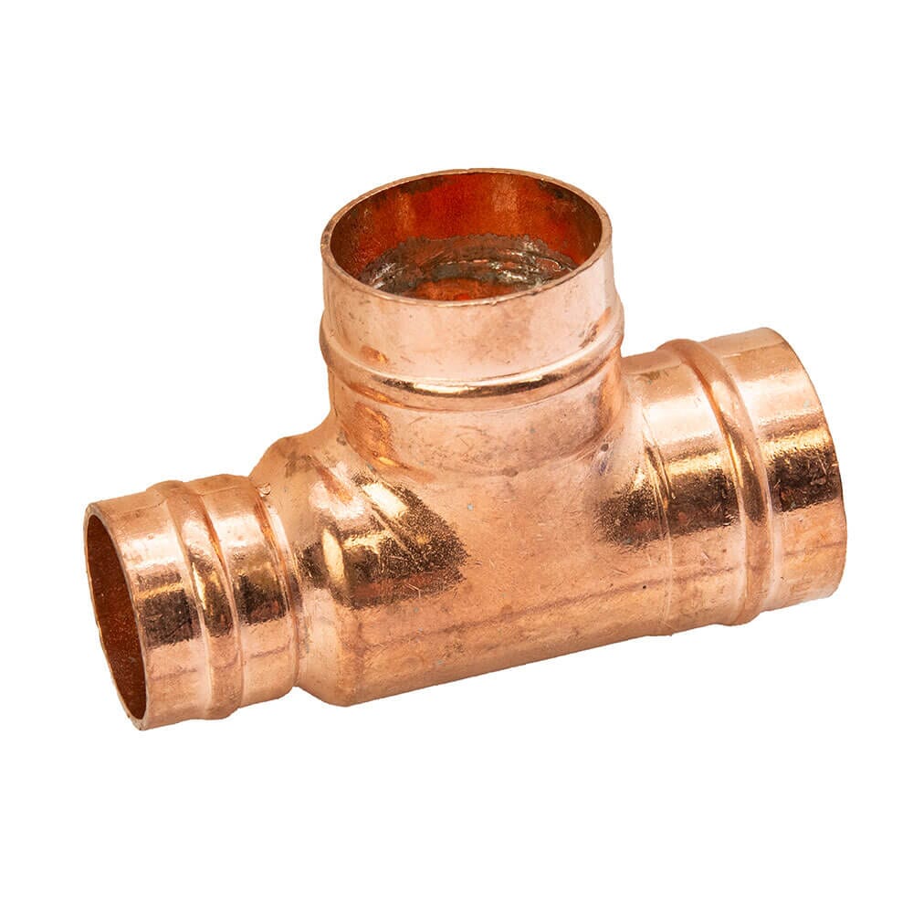 Copper Solder Ring Tee Reduced End - 28mm x 22mm x 28mm, MSR20282228
