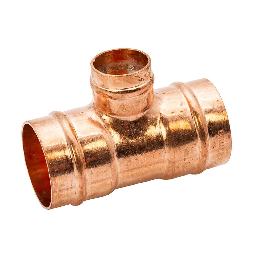 Copper Solder Ring Reduced Branch Tee - 35mm x 35mm x 22mm, MSR20353522