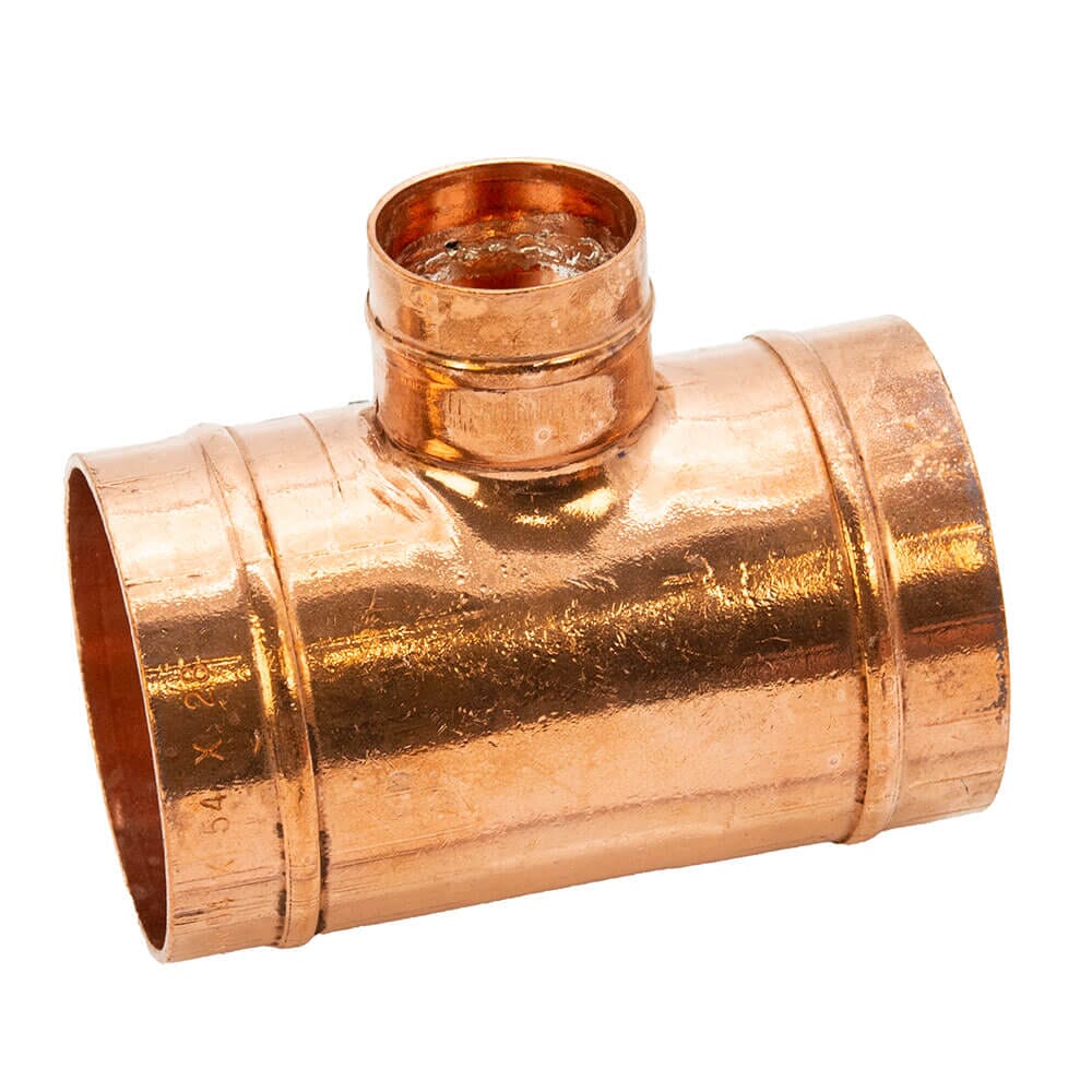Copper Solder Ring Reduced Branch Tee - 54mm x 54mm x 28mm, MSR20545428