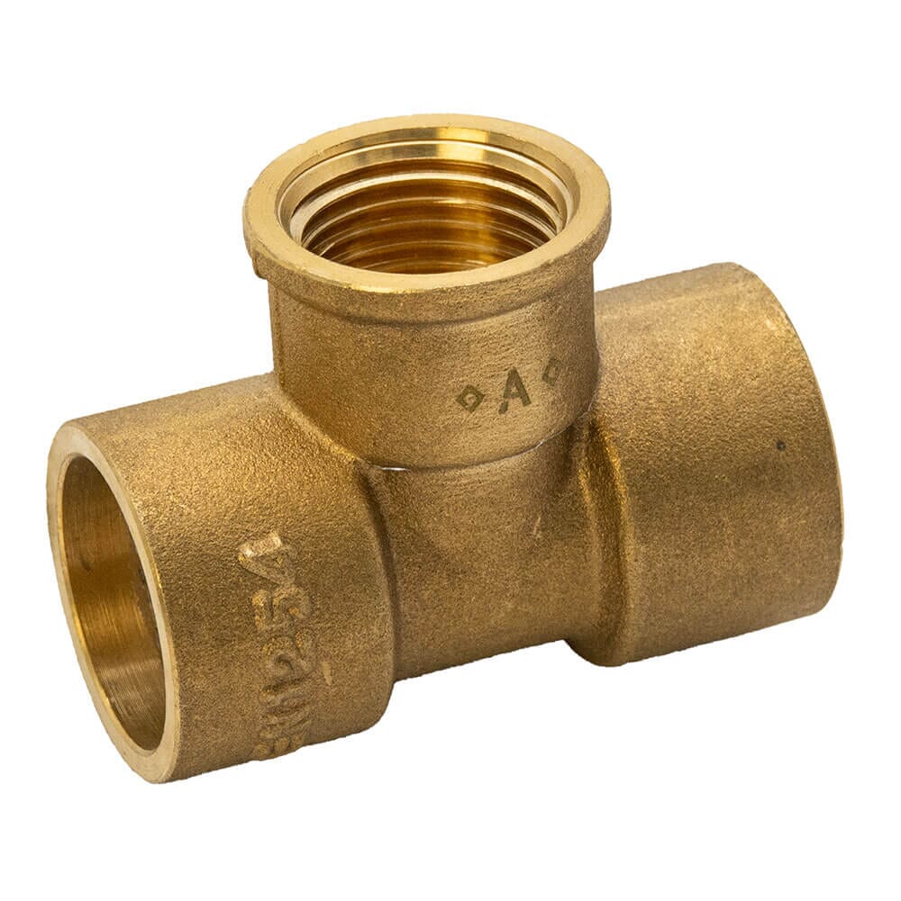 Brass Solder Ring Female Iron Branch Tee – 22mm x 22mm x 1/2" BSP, MSR27222204