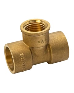 Brass Solder Ring Female Iron Branch Tee – 22mm x 22mm x 1/2" BSP, MSR27222204
