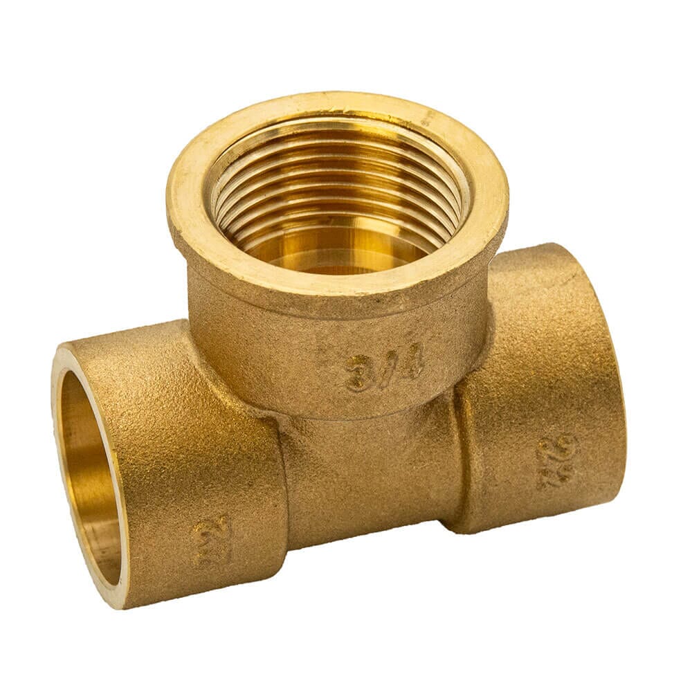 Brass Solder Ring Female Iron Branch Tee – 22mm x 22mm x 3/4" BSP, MSR27222206