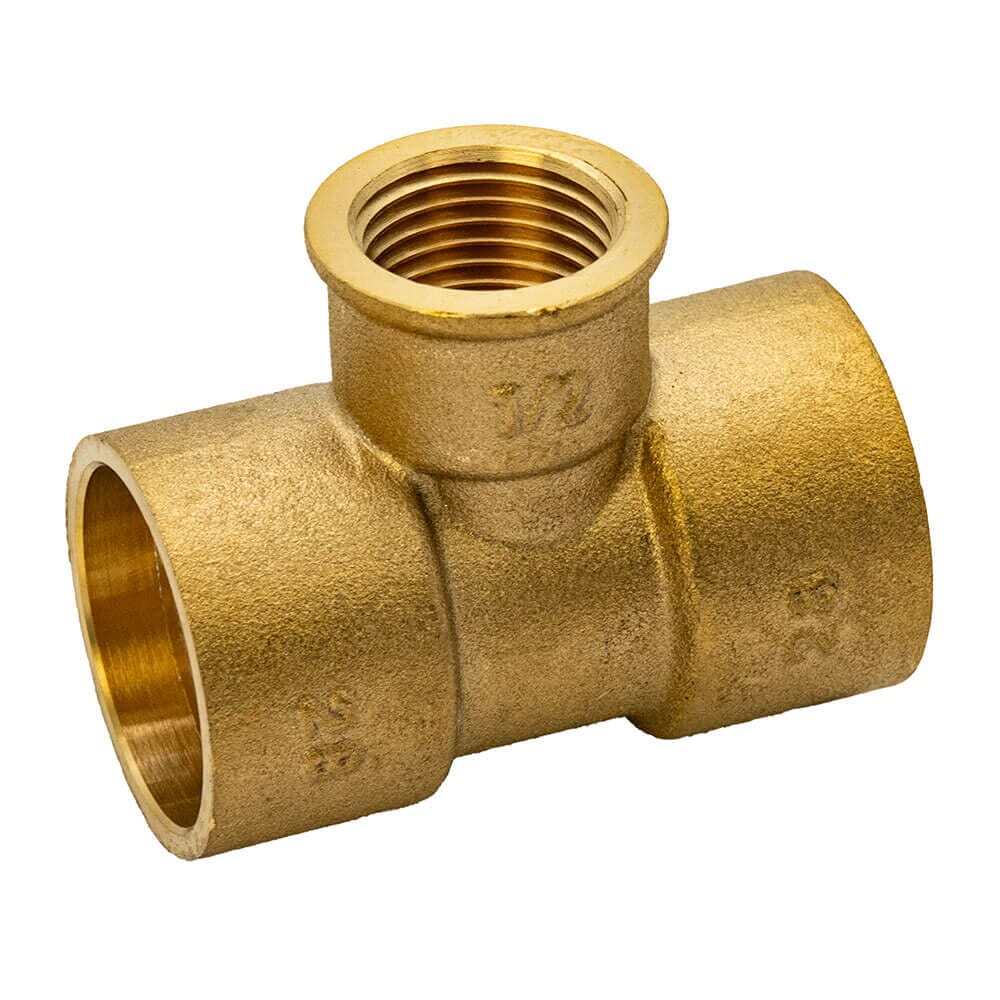 Brass Solder Ring Female Iron Branch Tee – 28mm x 28mm x 1/2" BSP, MSR27282804
