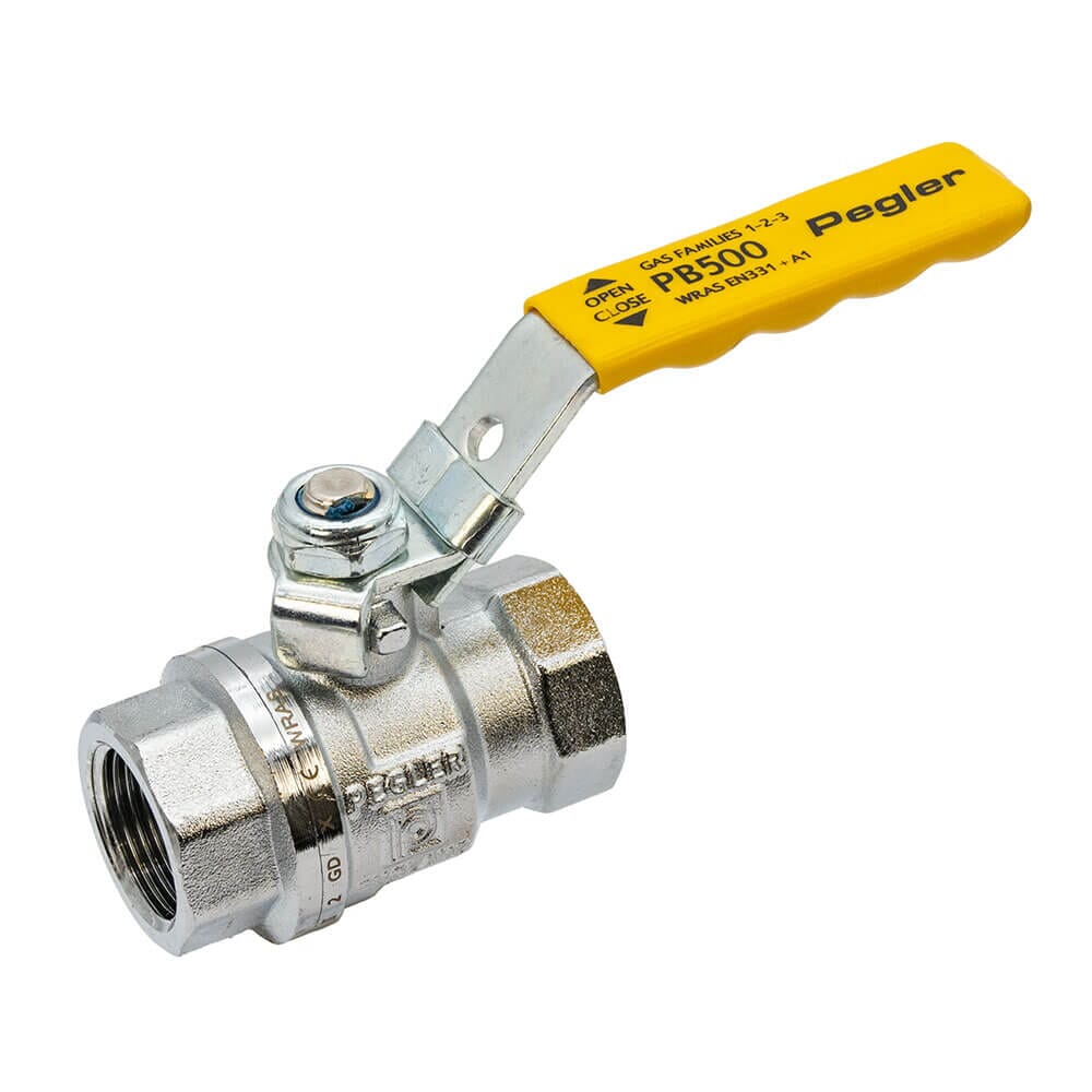 Pegler PB500 3/4" Gas Ball Valve Full Bore BSP – Yellow Lever, PG101