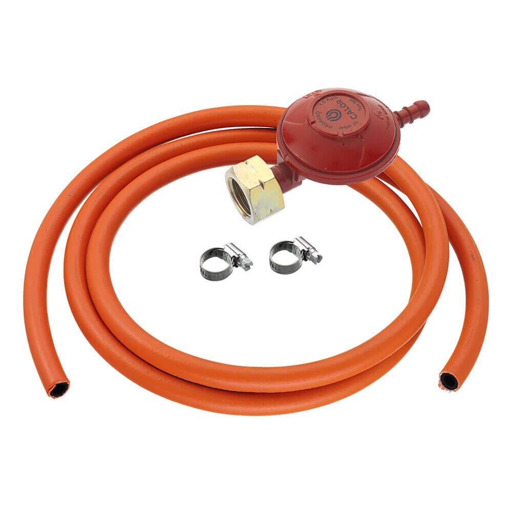 Calor 37mbar Propane Screw-On Gas Regulator, 2m Hose & Clips Kit (ROI), TB1010KIT2
