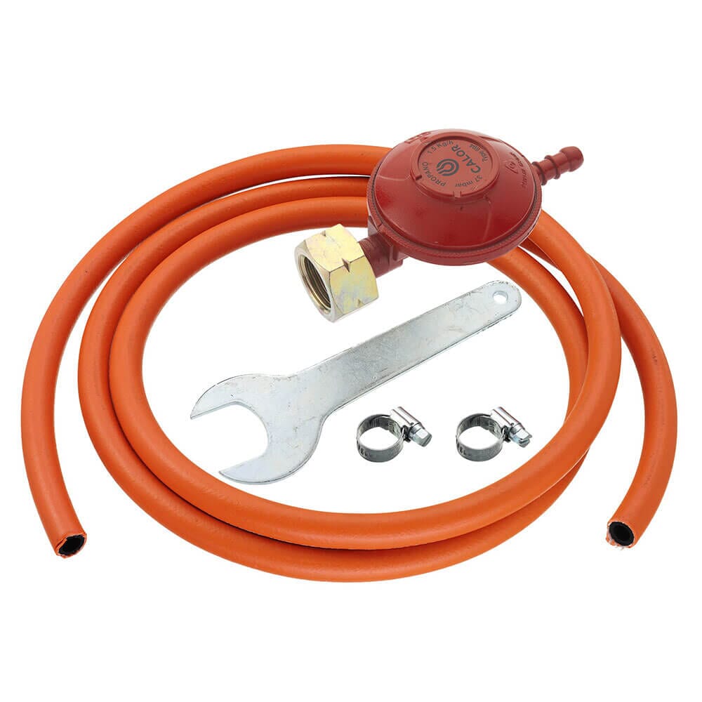 Calor 37mbar Propane Screw-On Gas Regulator, Spanner, 1m Hose & Clips Kit (ROI), TB1010KIT4